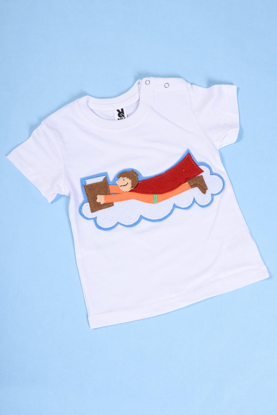 Camiseta bebé Súperlector volando | 00028